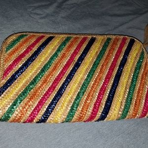 Raffia multicolor vintage clutch bag
